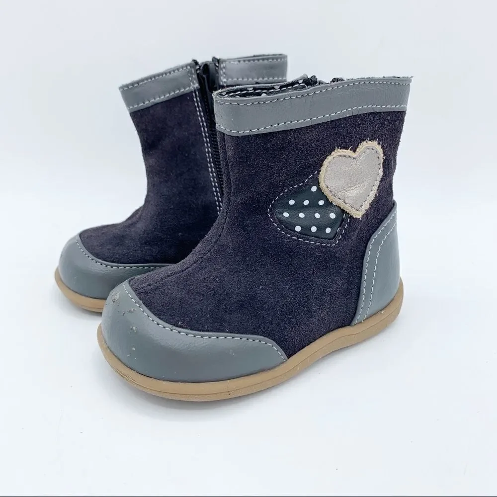 See Kai‎ Run Shelby Toddler Booties w/Heart Detail